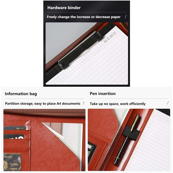 Portable Leather Business Organizer Folder Gift With Binder