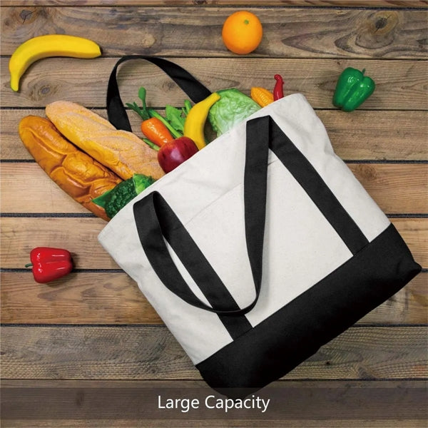 Custome Stylish Durable Canvas Tote Bag with External Pocket
