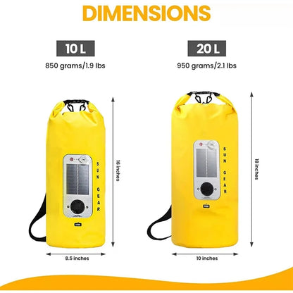 20 L Waterproof Roll Top Storage Dry Bag With Speaker LED