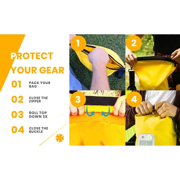 20 L Waterproof Roll Top Storage Dry Bag With Speaker LED