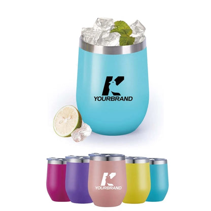 12 oz Stainless Steel Double Wall Wine Tumbler with Lid