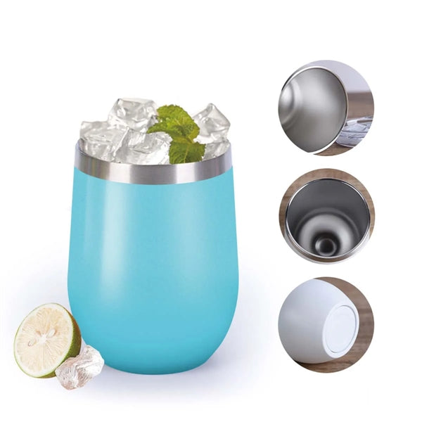 12 oz Stainless Steel Double Wall Wine Tumbler with Lid