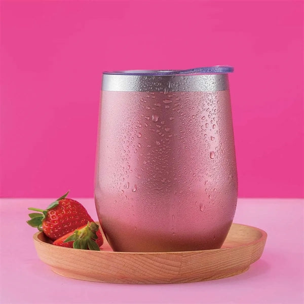 12 oz Stainless Steel Double Wall Wine Tumbler with Lid