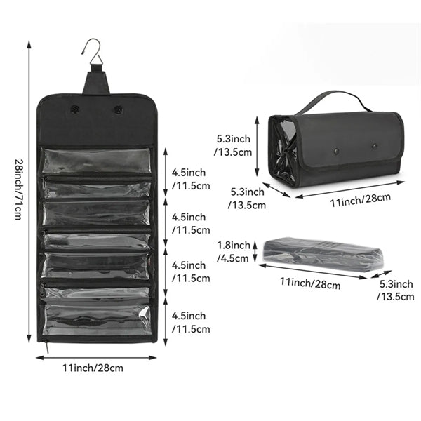 4 In 1 Detachable Hanging Roll-Up Travel Toiletry Makeup Bag
