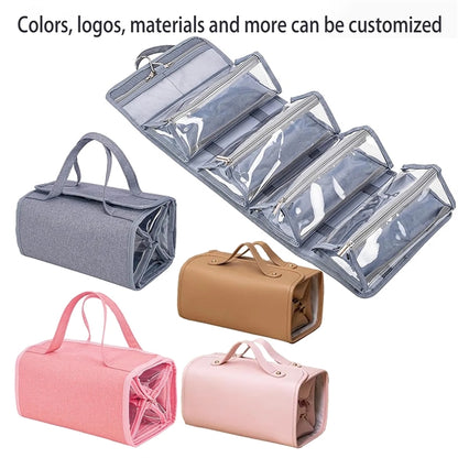 4 In 1 Detachable Hanging Roll-Up Travel Toiletry Makeup Bag