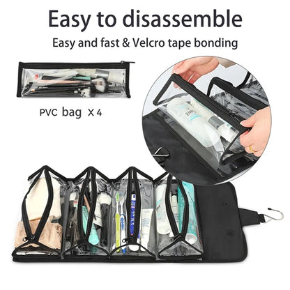 4 In 1 Detachable Hanging Roll-Up Travel Toiletry Makeup Bag