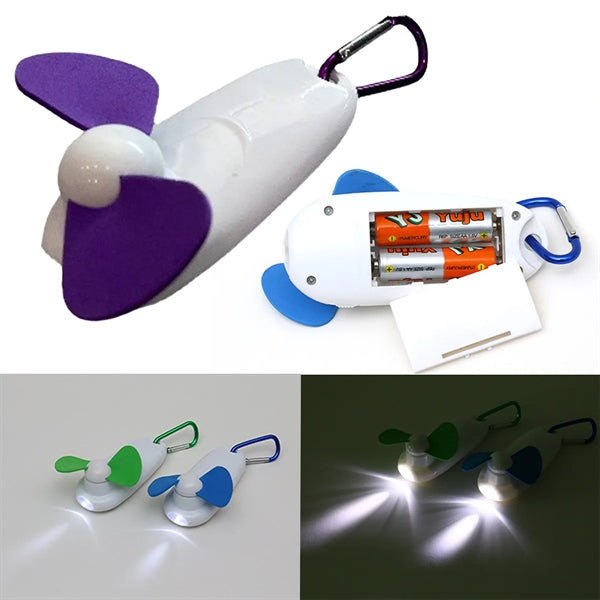 2 In 1 Portable Mini Led Handheld Cooling Fan With Carabiner