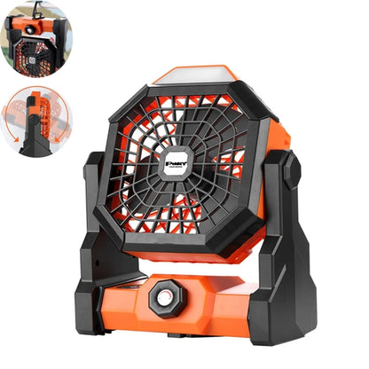 Rechargeable Portable Outdoor Camping Fan With Led Lantern