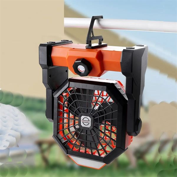 Rechargeable Portable Outdoor Camping Fan With Led Lantern