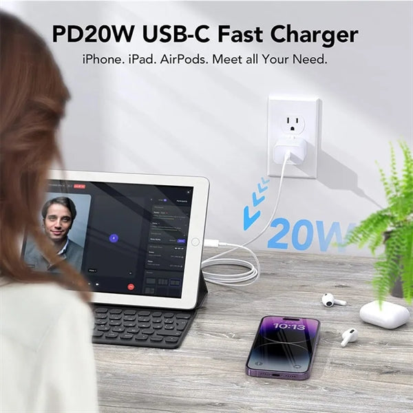 PD20w Fast Charger & USB C to Lighting Cable