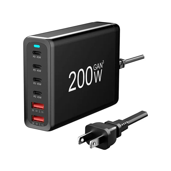200W 6 Ports GaN USB C Charging Station