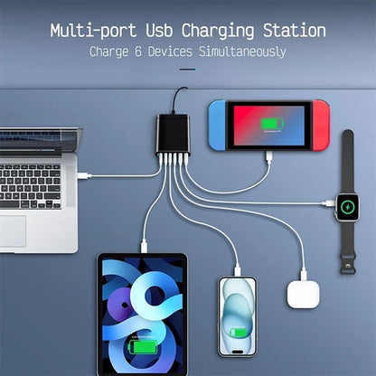 200W 6 Ports GaN USB C Charging Station
