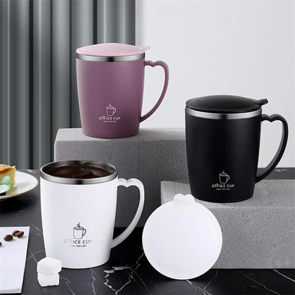 Stainless Steel Insulated Eggshell Mug with Handle and Lid