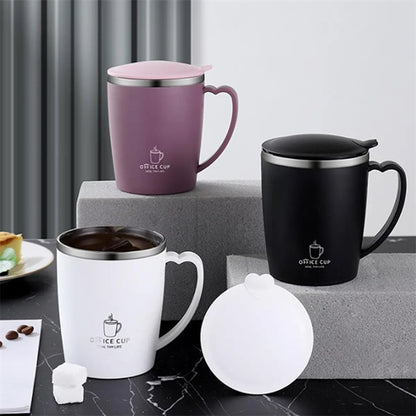 Stainless Steel Insulated Eggshell Mug with Handle and Lid