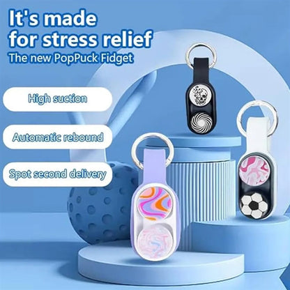 Stress Relief Puck Fidget Pop Magnet Toy With Keyring