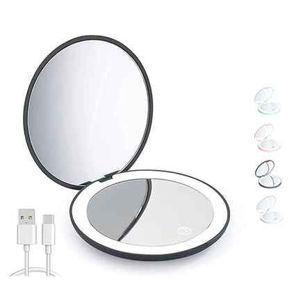 Rechargeable Magnification Compact Mirror With Light
