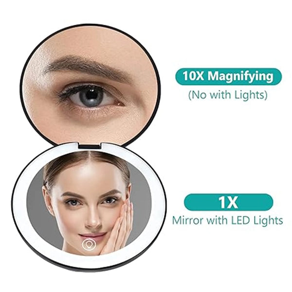 Rechargeable Magnification Compact Mirror With Light