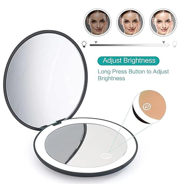 Rechargeable Magnification Compact Mirror With Light