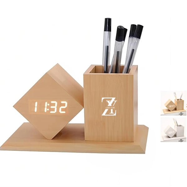 Digital Alarm Clock With Pencil Pen Holder