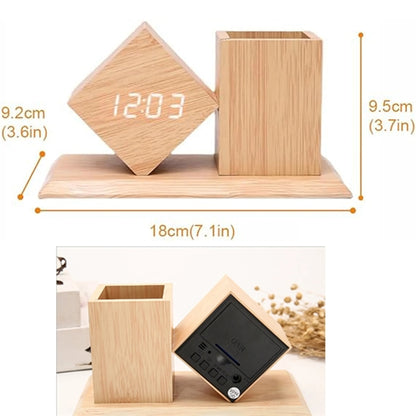 Digital Alarm Clock With Pencil Pen Holder