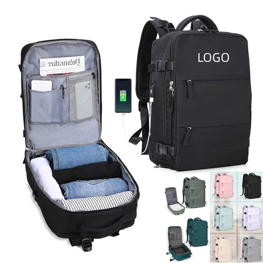 Casual School Bag with USB Charging Port Shoes Compartment