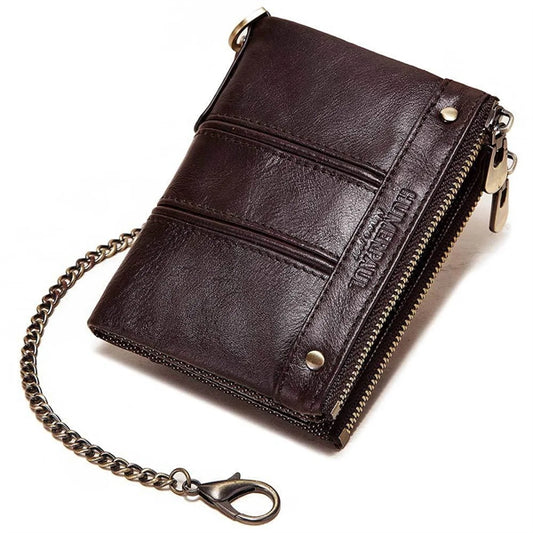 Genuine Leather Women's Wallet with Chain