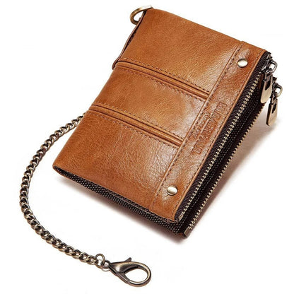 Genuine Leather Women's Wallet with Chain