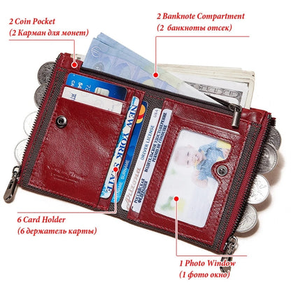Genuine Leather Women's Wallet with Chain