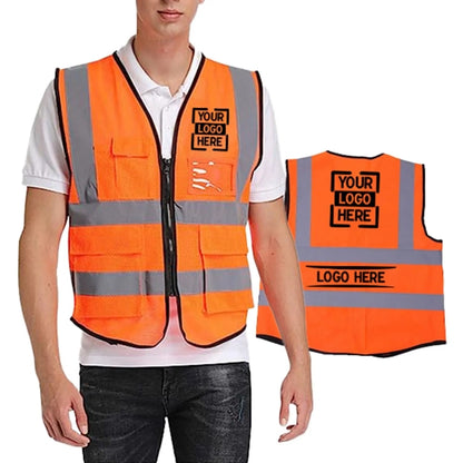 Mesh Hi-Viz Reflective Tape Safety Vest With 4 Pockets