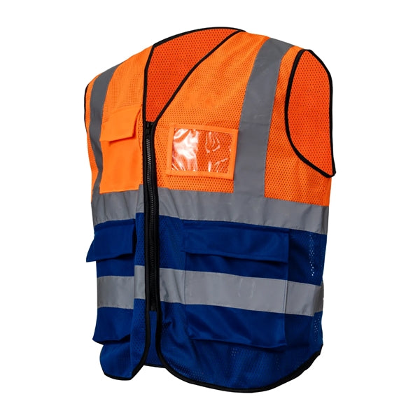 Mesh Hi-Viz Reflective Tape Safety Vest With 4 Pockets