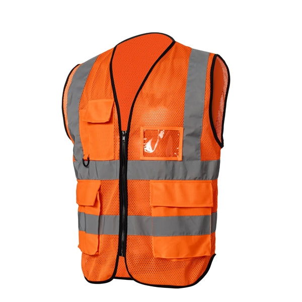 Mesh Hi-Viz Reflective Tape Safety Vest With 4 Pockets