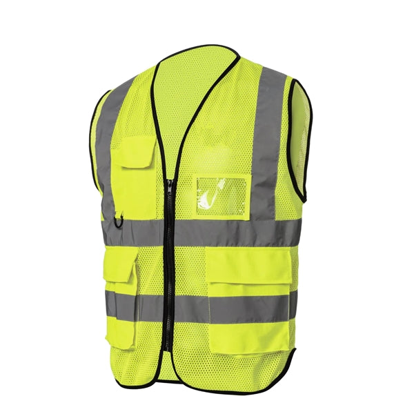 Mesh Hi-Viz Reflective Tape Safety Vest With 4 Pockets