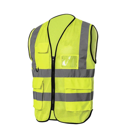 Mesh Hi-Viz Reflective Tape Safety Vest With 4 Pockets