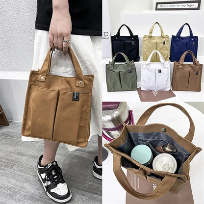 Multi-pocket Canvas Tote Bento Handbag