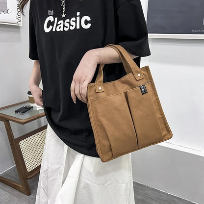 Multi-pocket Canvas Tote Bento Handbag