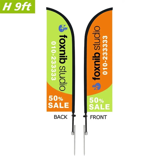 9' FEATHER FLAG KIT- DOUBLE SIDED W/SPIKE BASE