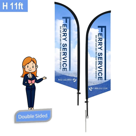 DOUBLE SIDED 11' CUSTOM FEATHER FLAG KIT W/SPIKE BASE