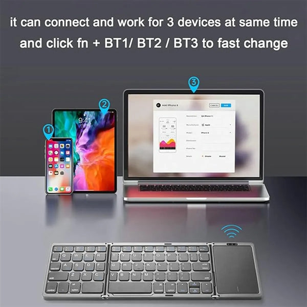 Foldable Bluetooth Keyboard with Touchpad Rechargeable