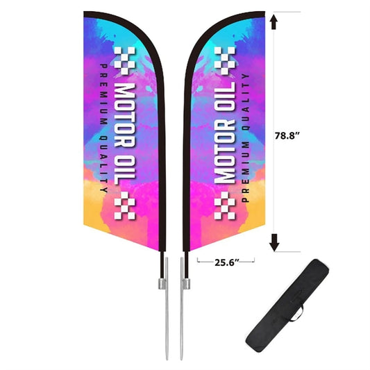 13' CUSTOM FEATHER FLAG KNIT- DOUBLE SIDED W/ SPIKE BASE