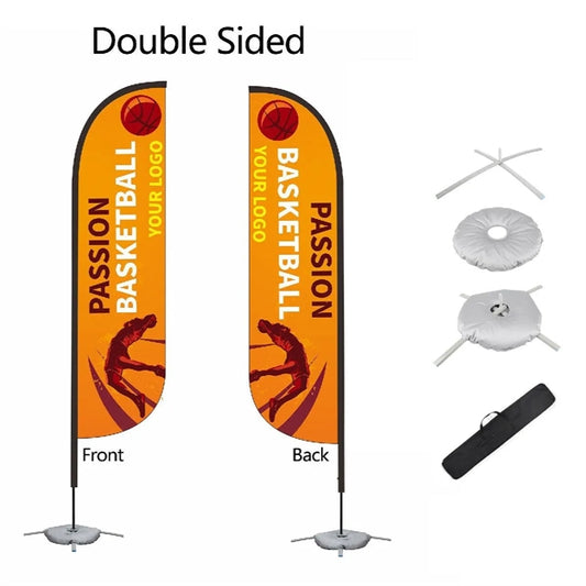 13' Custom Feather Flag Kit- Double Sided w/ X Base