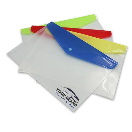 Transparent Assorted Color Document Holder With Snap Closure