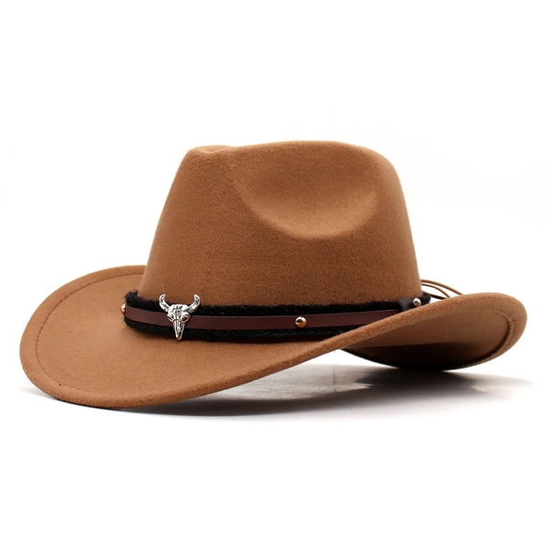Unisex Classic Western Cowboy Men Felt Wide Brim Hats