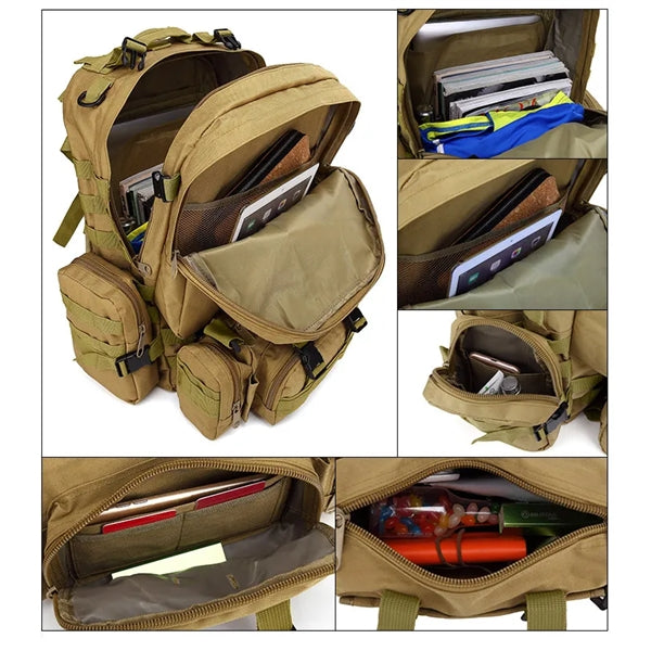 Tactical Backpack 4 in 1 Detachable Molle Bag Pack 55L