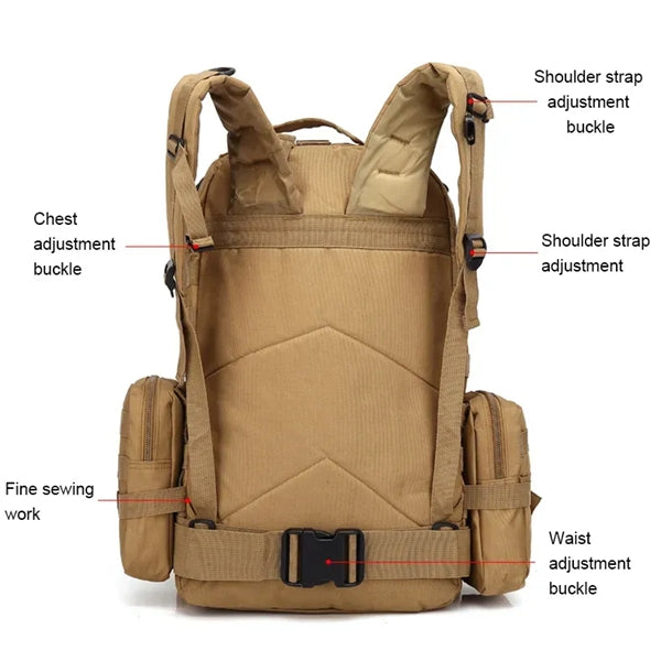 Tactical Backpack 4 in 1 Detachable Molle Bag Pack 55L