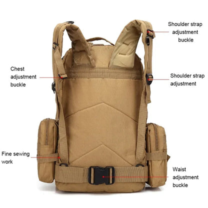 Tactical Backpack 4 in 1 Detachable Molle Bag Pack 55L