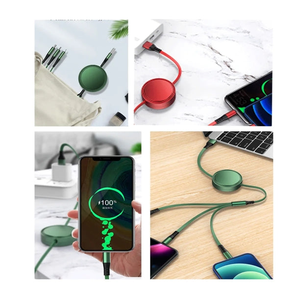 Portable Multi 3 In 1 Retractable USB Fast Charging Cable
