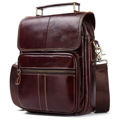 Men's Leather Messenger Bag with Adjustable Shoulder Strap.