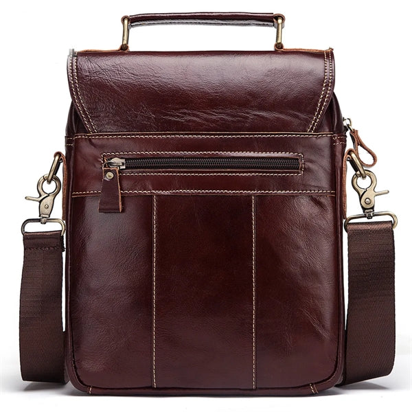 Men's Leather Messenger Bag with Adjustable Shoulder Strap.