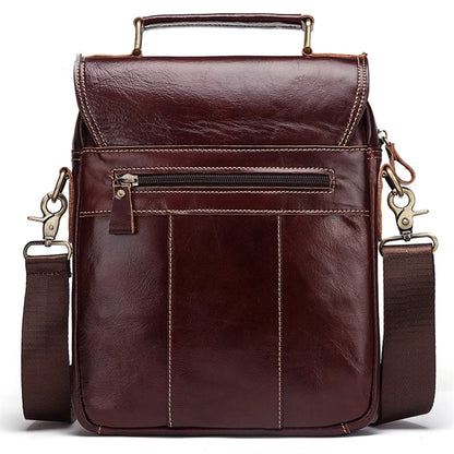 Men's Leather Messenger Bag with Adjustable Shoulder Strap.