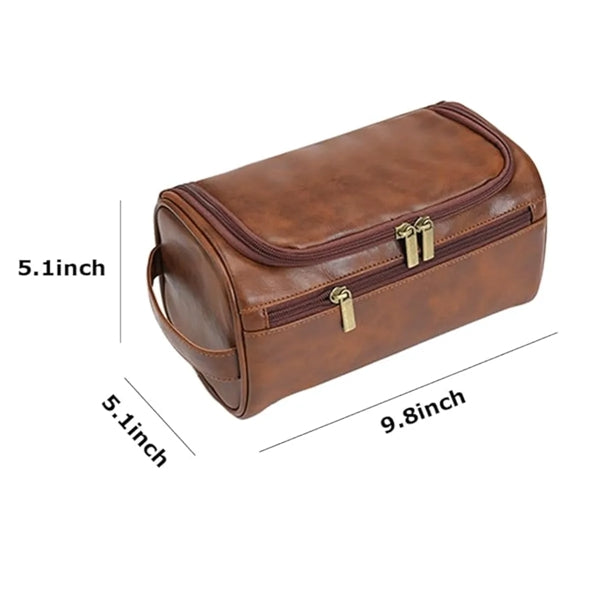 Unisex personalized leather toiletry bag